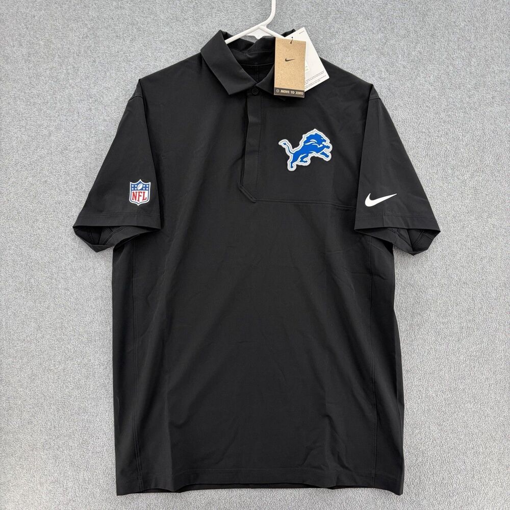 Nike Detroit Lions NFL On Field Sideline Dri-FIT Polo Mens M Black NWT
